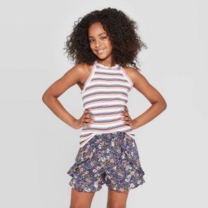 Girls' High Neck Ruffle Tank Top